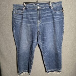 Old Navy 26 Blue Mid-Rise Raw Hem Boyfriend Jeans